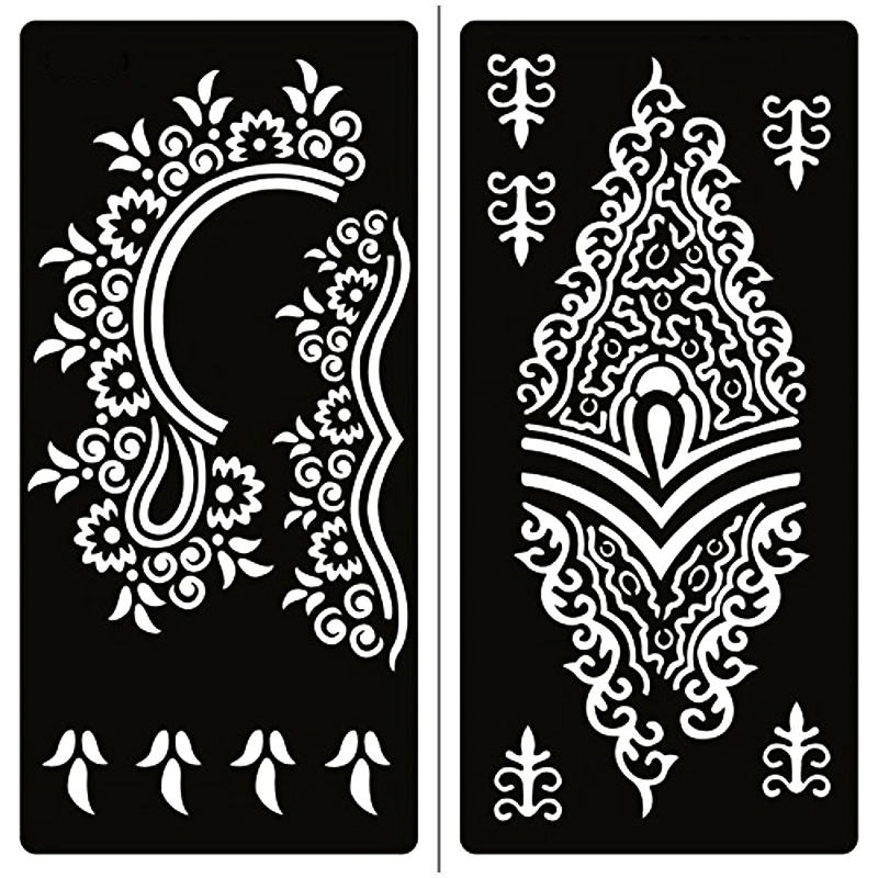 cff Henna for Pcs Set Tattoo Stencils Women Girl Body Painting Hand Foot Kit New Designs Temporary Templates