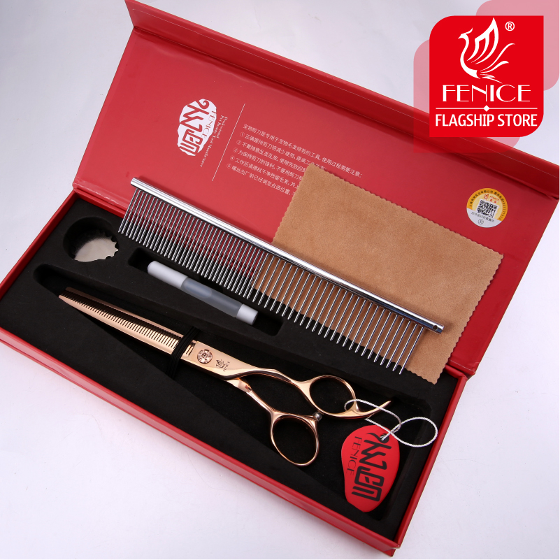 Fenice 6.5/7.0 inch Professional Pet Dog Grooming Scissors Dog Thinning Scissors Shears Animals Haircut Tools