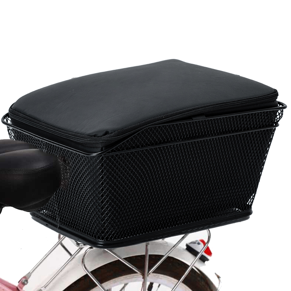 Rear Bike Basket Cycling Bag Large Capacity Metal Wire Bicycle Basket Waterproof Rainproof Cover