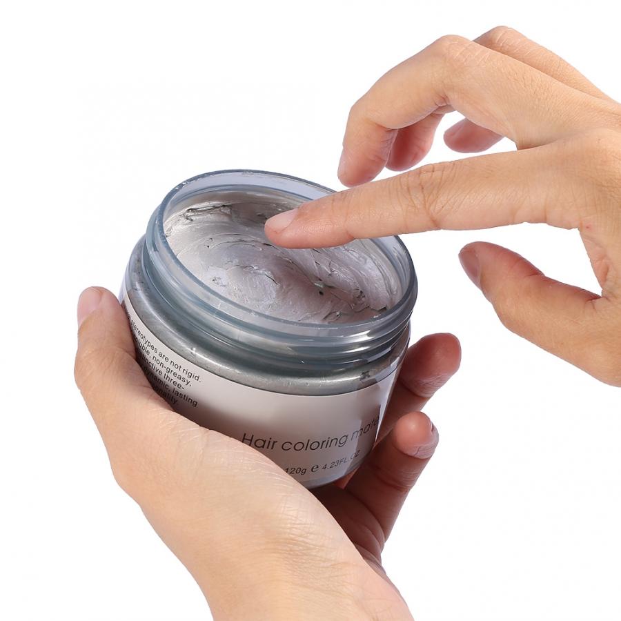 120g Styling Promades Wax Silver Grey Strong Hold Temporary Hair Dye Gel Mud EasyWash Hair Coloring Wax Accessory