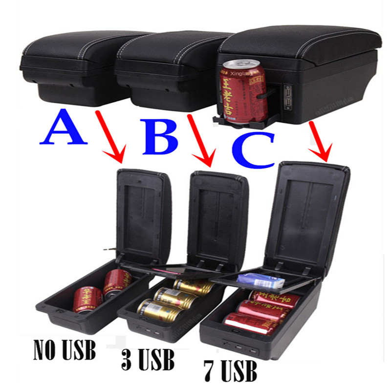 For abarth 595 Armrest Box For abarth 595 Central Store Content Storage Box with Cup Holder Ashtray USB Interface