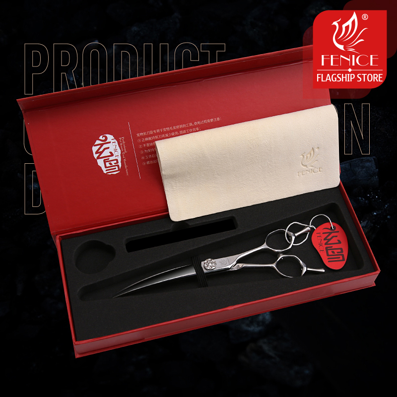 Fenice JP VG10 Steel 6.5/7/7.5 inch Curved Blade Pet Dog Grooming Scissors Shears Bearing Screw Pet Scissors Dogs Products