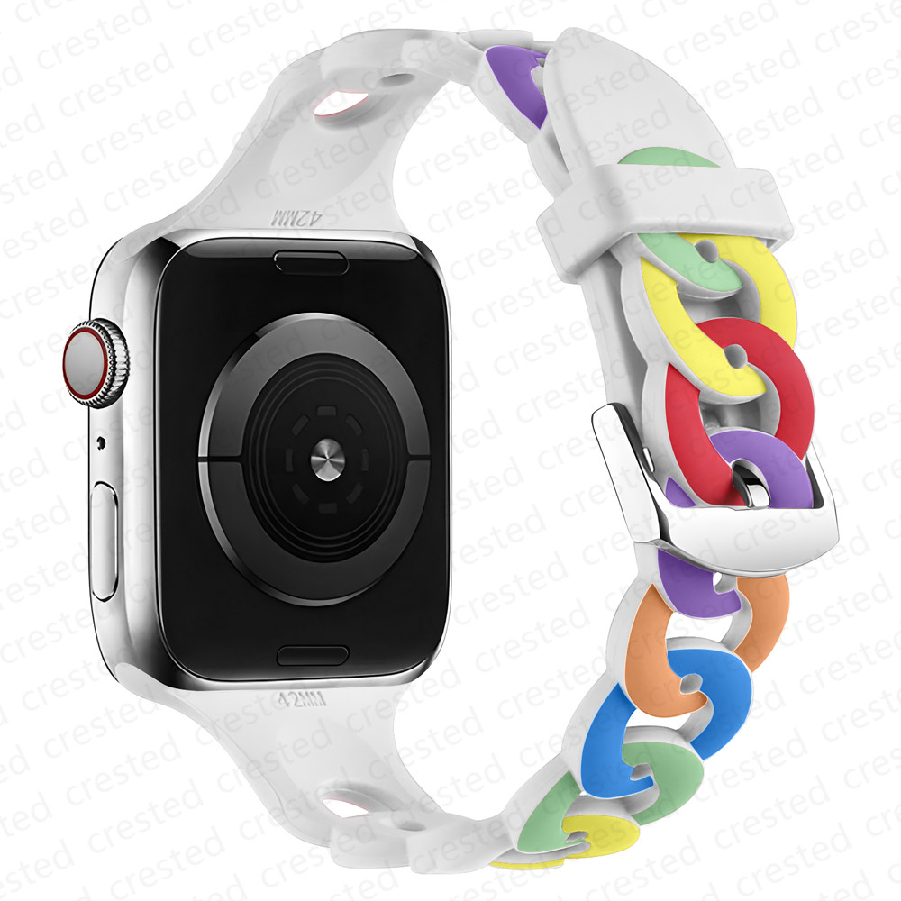 Silicone Strap For Apple watch band 44mm 40mm 45mm 41mm 42mm 49mm Gourmette bracelet correa iWatch serie 5 4 3 6 SE 7 8 Ultra