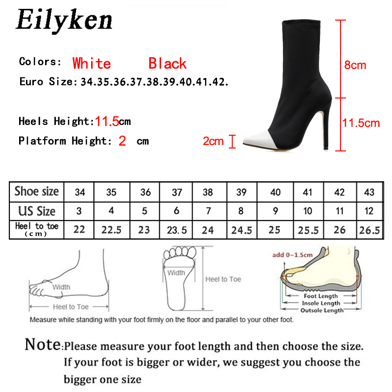 Eilyken Women Knitting Stretch Sock Ankle Boots Pointed Toe Elastic Slip On High Heel Autumn Winter Pumps Shoes ee8e