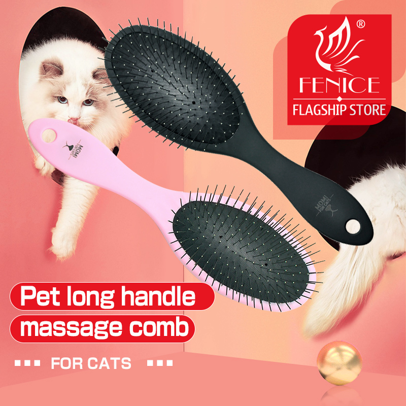 Fenice Pet Hair Trimmer Comb Dog Cat Grooming Supply Brush Slicker Tool Open Knot Steel Needle Comb Long Hair Pet Brush
