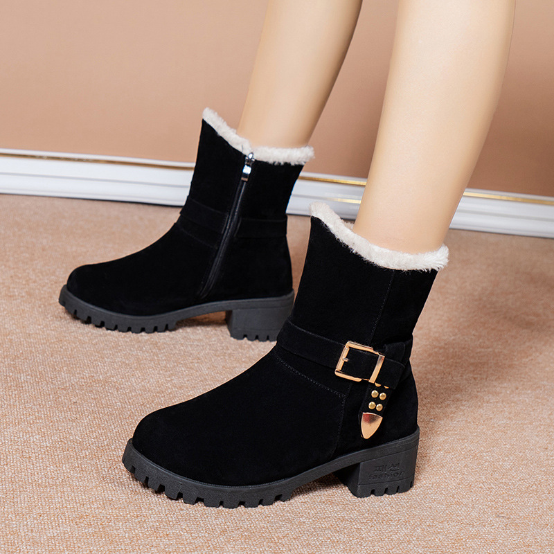 Design Brand Women's Wedge Heel Boots Plush Platform Shoes 2021 Autumn Winter Comfy Warm Woman Snow Booties 1016
