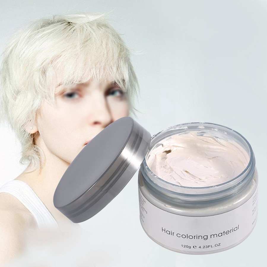 120g Styling Promades Wax Silver Grey Strong Hold Temporary Hair Dye Gel Mud EasyWash Hair Coloring Wax Accessory
