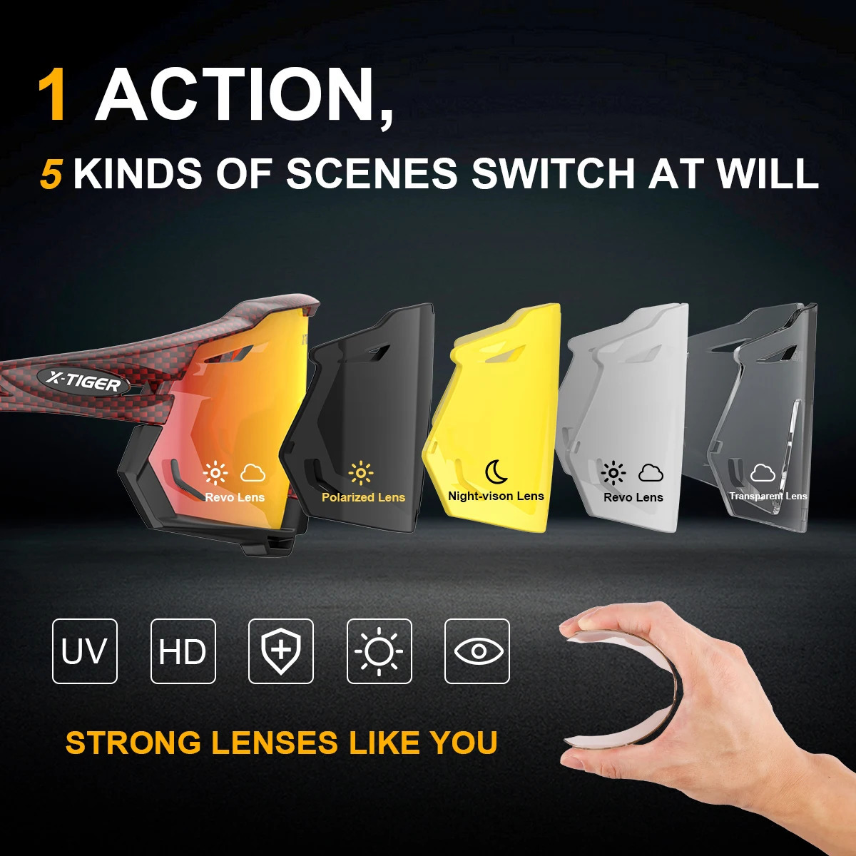 X-TIGER Cycling Glasses UV400 Pochromic Cycling Sunglasses Sports Polarized Mens Sunglasses MTB Racing Bike Glasses Eyewear 240402
