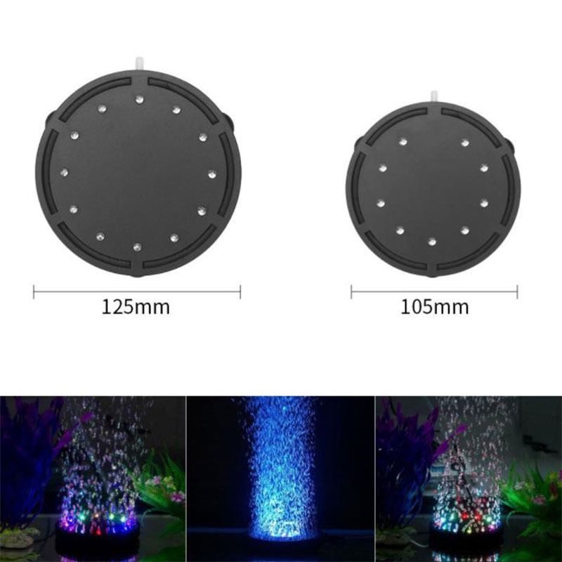 Aquarium Underwater LED Light Air Bubble Stone Colorful For Fish Tank Round Lamp