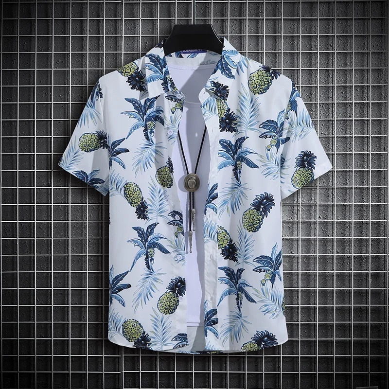 Mens Summer Short Sleeve Printed Shirt Thin Beach Shirt Mens Clothing Turtle Neck Polo Shirt for Men Casual Top 240410