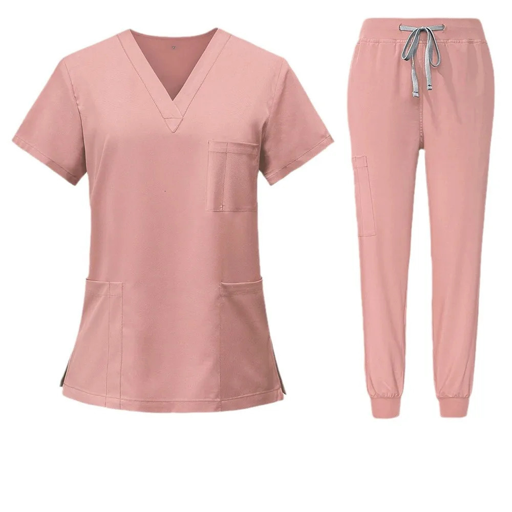 Multicolor Beautician Lab Workwear Solid Color Beauty Salon Nursing Uniforms Pet Clinic Scrubs Uniforms Work Clothes Wholesale 240410