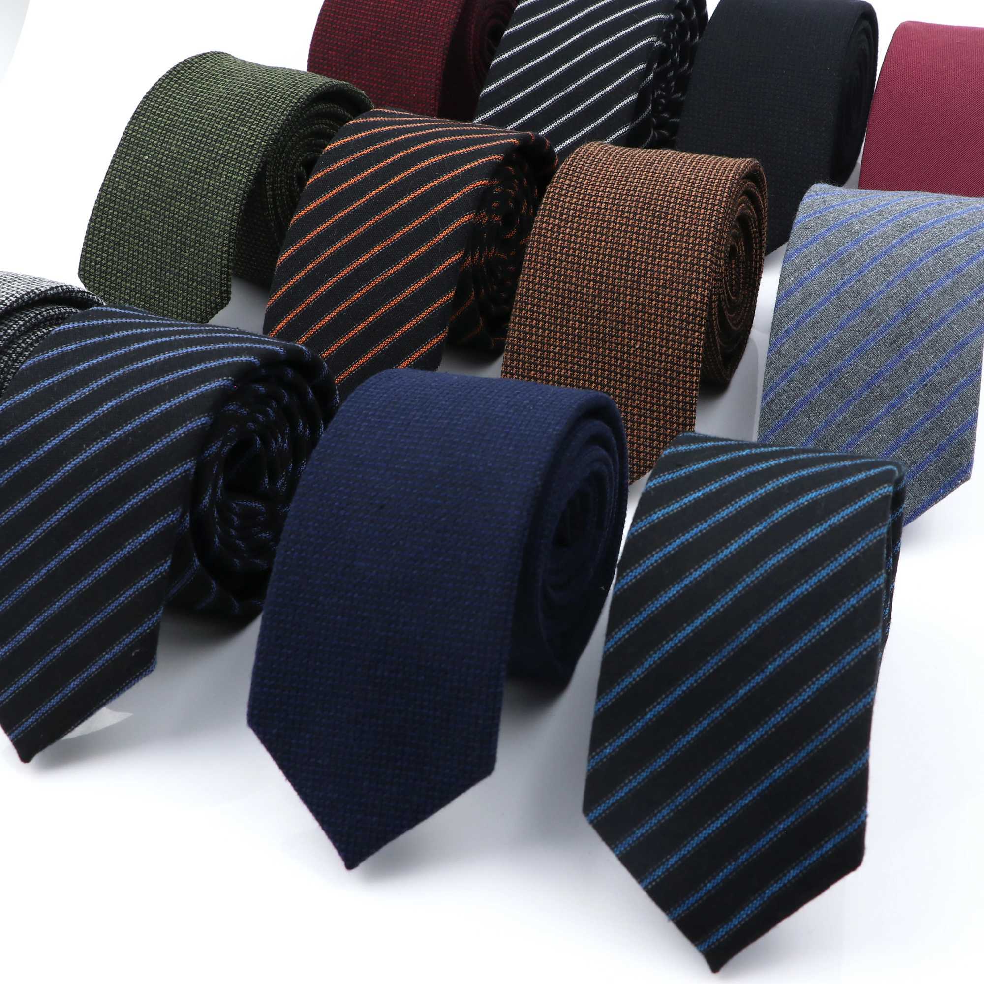 Mens Tie Imitation Cashmere Classic 6cm Skinny Casual Necktie Cotton Handmade For Wedding Party Dinner Striped Plaid Tie GiftX241109