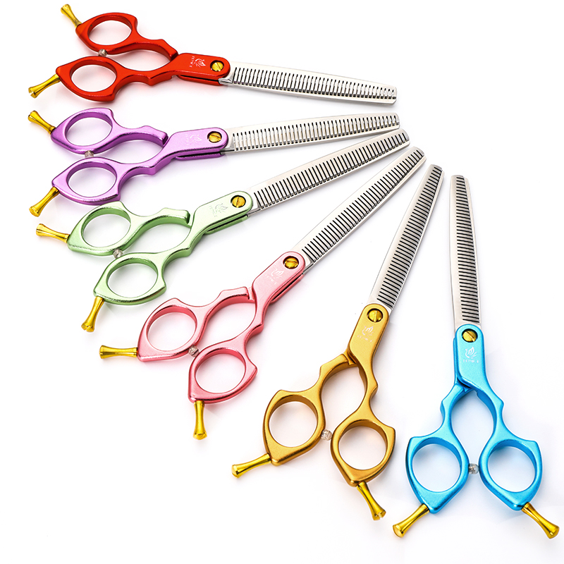 Fenice 6.5 Inch VG10 Steel Professional Pet Scissors Dog Grooming Shears Thinning Rate 30%