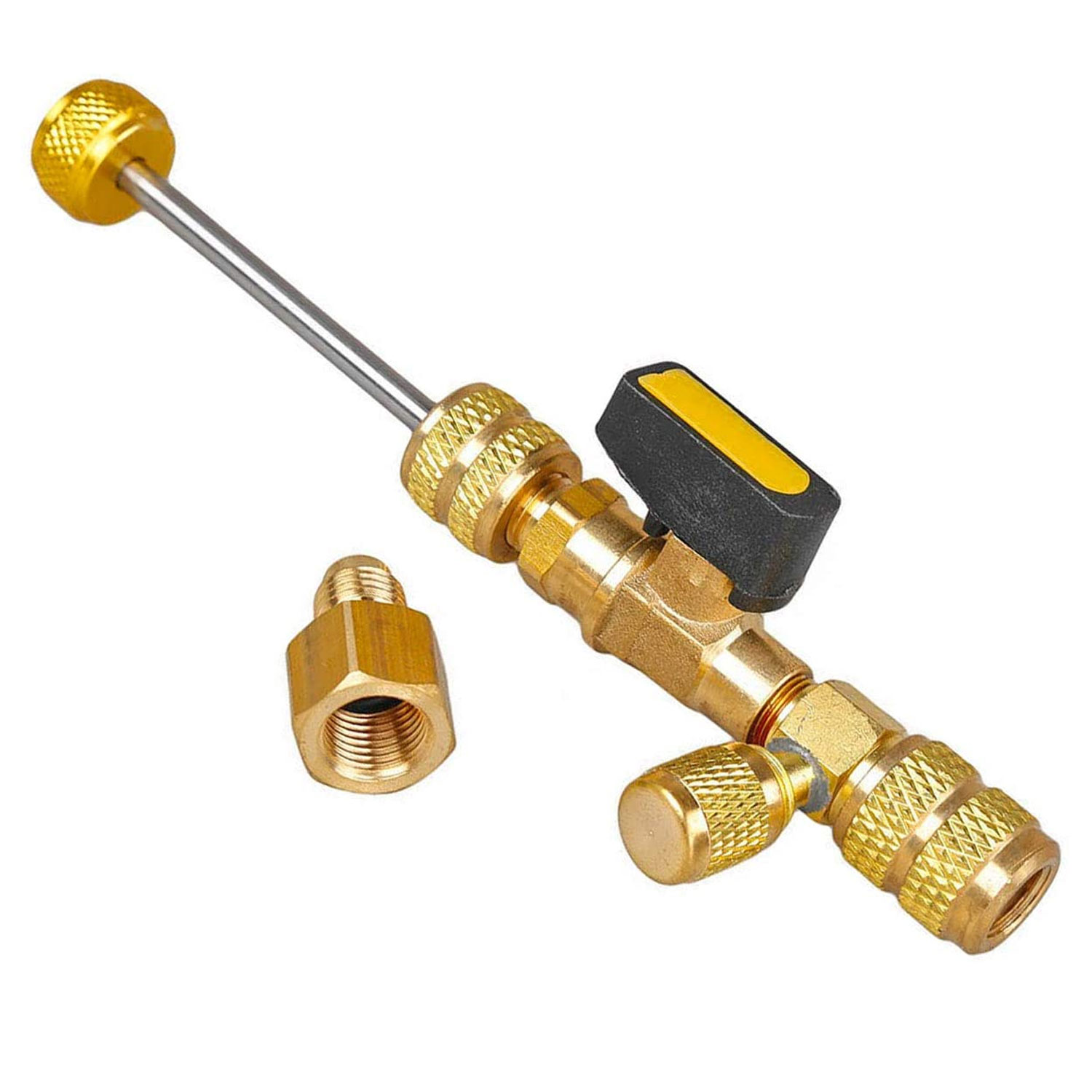 R410A R22 Valve Core Remover Installer Tool with Dual Size 1/4 & 5/16 Port for R404A R407C R134A R12 R32 HVAC System