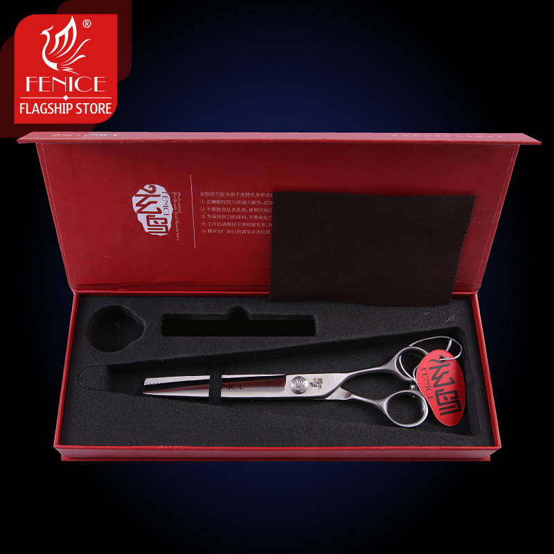 Fenice 7" Pet Dog Grooming Scissor Thinning Shears Sharp Edge Animals Cat Reversed Tooth Scissors Cutting tools tijeras tesoura