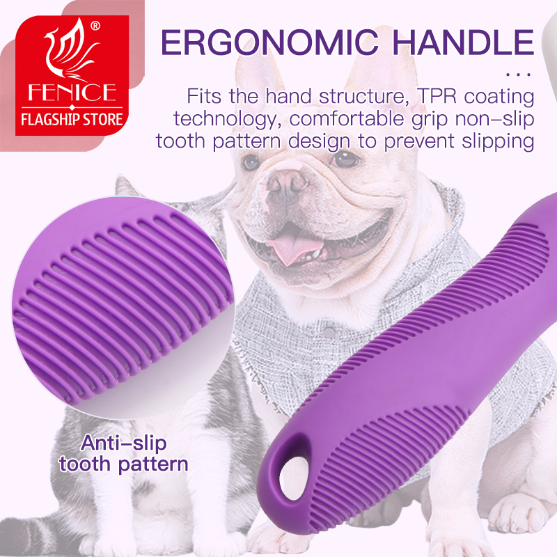Fenice Pet Grooming Round Head Needle Comb Dog Cat Massage Comb Brush Hair Removal Open Knot Comb