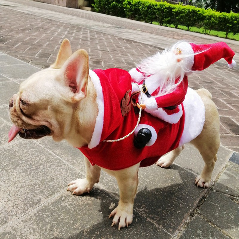 Pet Christmas Clothes Santa Claus Dog Costume Puppy Coat Jacket Suit with Cap Clothing Cosplay For Small Medium Large Dogs Cats