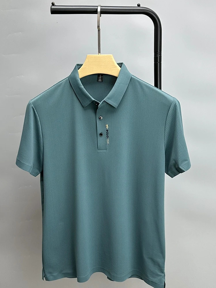 High-end printed Paul shirt Ice silk without trace Cool feeling short sleeve mens lapel T-shirt Business casual polo shirt 240407