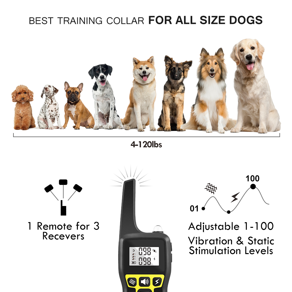 Dog Training Collar Witn 3 Mode,Dog Anti Bark Control Collar,Dog Bark Collar For All dog, Rechargeable Waterproof Dog Collar