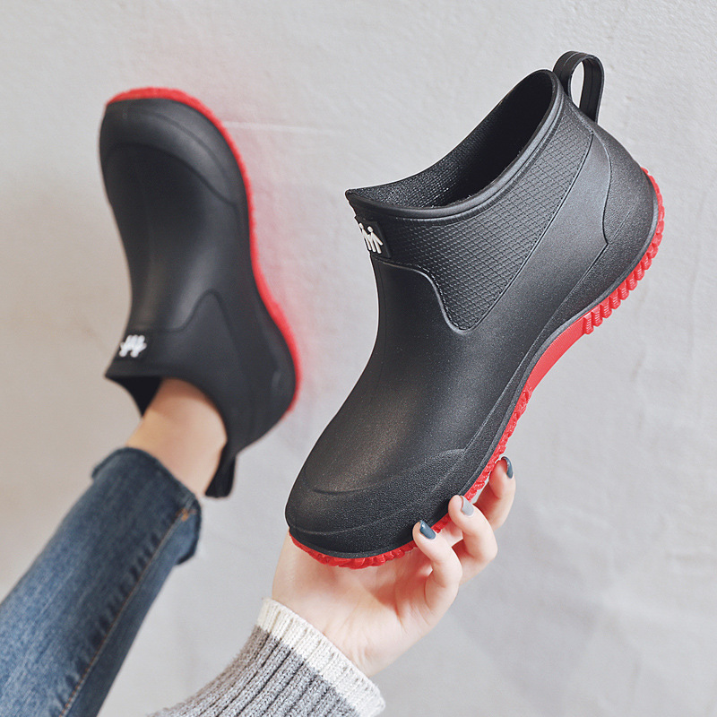Rubber Women's Anti-skid Unisex Ankle Rainboots Lightweight Slip On Boots Rain Shoes Waterproof Dropshipping badb