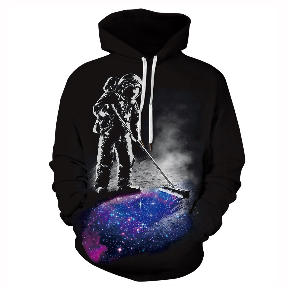 Designer Style Fashion Starry Sky Digital Printed Drawstring Loose Pocket Trendy Brand Couple Winter Hoodie
