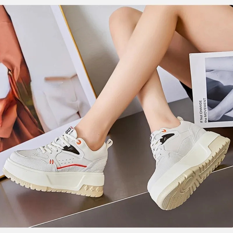 Designer's 9cm ultra-fine fiber women's sloping heel shoes thick soled sports shoes new balance casual walking breathable fashionable skateb