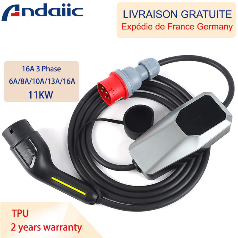11KW EV Portable Charger 16A Type 1 Type 2 EVSE Charging Box Electric Car Charger CEE/Schuko IEC62196-2 Electric Vehicle Charger