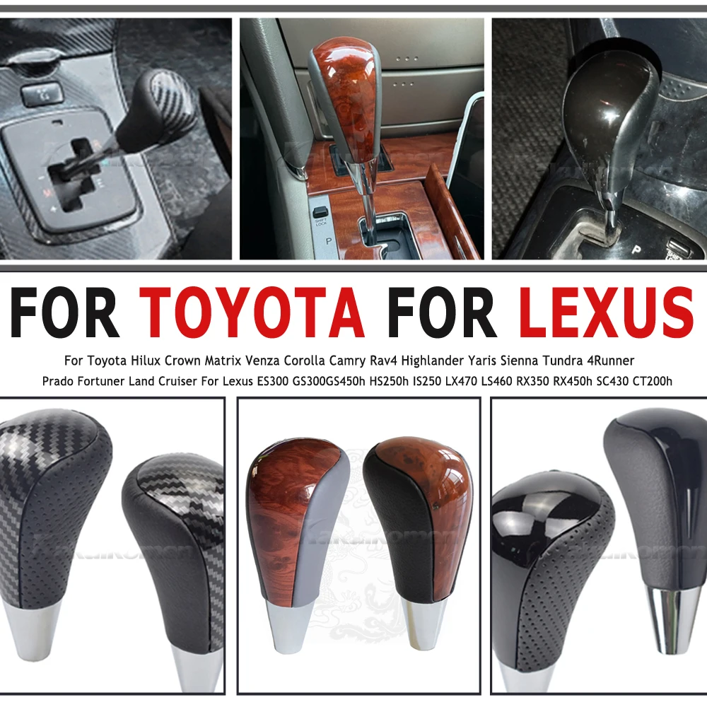 Gear Knob Automatic Shift Leather Shifter Lever ddmysmile Stick For Toyota Corolla Camry Yaris Rav4 For Lexus IS GS LS RX ES Models Smile
