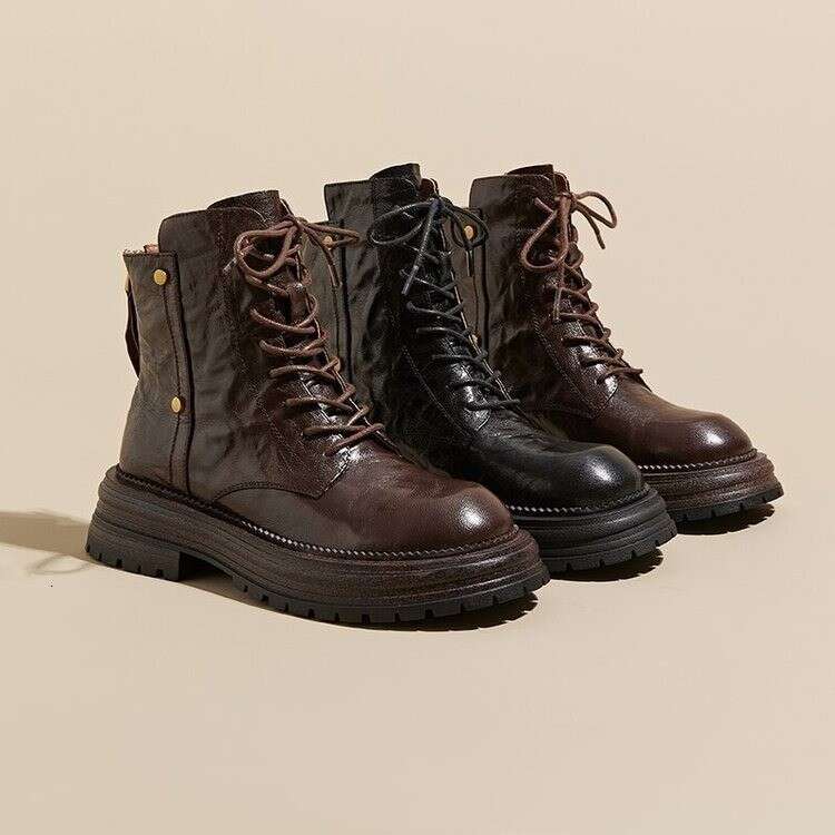 Gu Yun | Maillard Handheld Brown Thick Bottom Martin For Women's 2024 Autumn/Winter New Short Boots