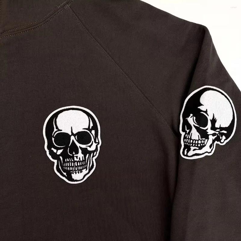 Men's Hoodies Number Nine Skull Embroidered Zipper Coat Damaged Worn Out Hoodie WY919