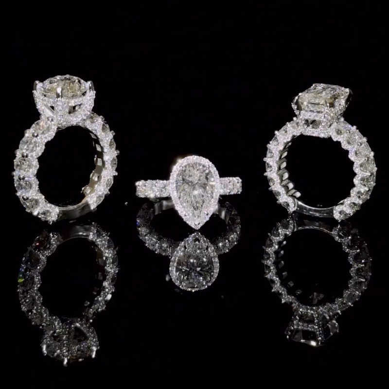 Hot Selling design custom Moissanite Jewelry Big emerald cut Diamond Engagement Ring Fashion band Rings
