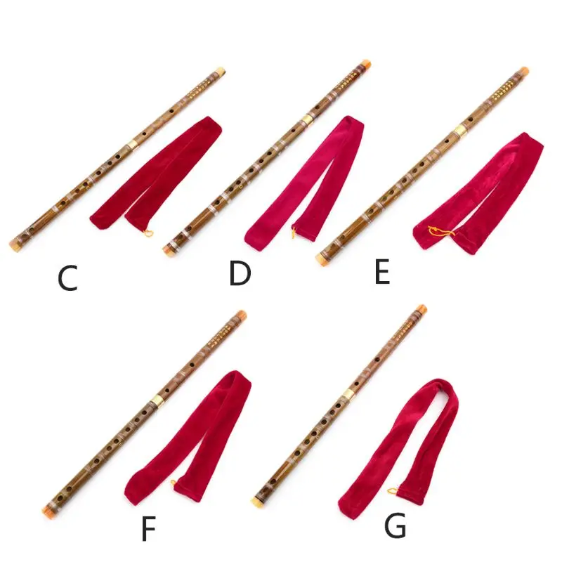 Professional Bamboo Flute Chinese Woodwind C D E F G Key Transverse Flute DiZi Y51D