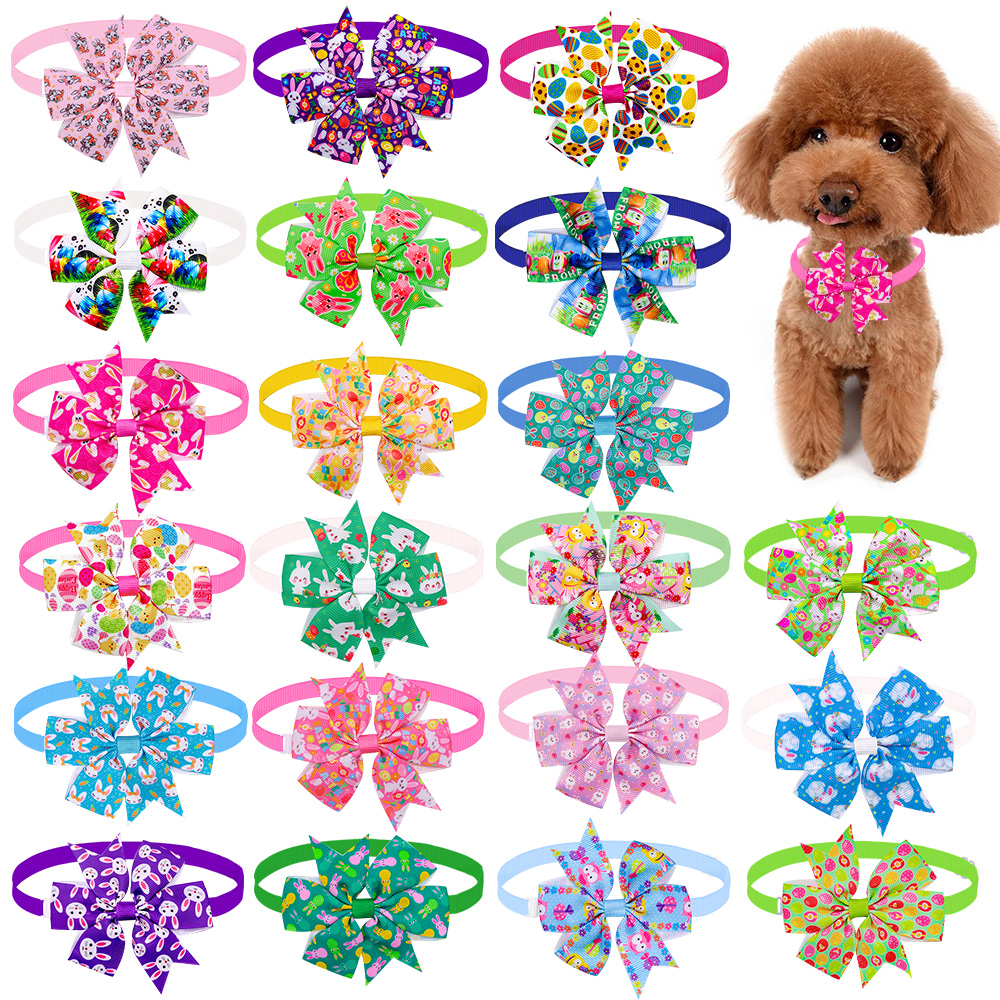 10PCS Easter Dog Grooming Accessories Holiday Puppy Bows With Rubber Bands Adjustable Dog Bow Ties Pet Supplies For Small Dogs