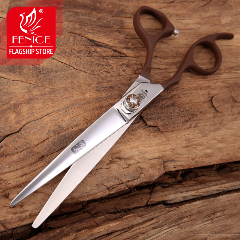 Fenice 7.0 inch left hand pet dog grooming thinning cutting curved scissors set grooming shears set for dogs scissors kit