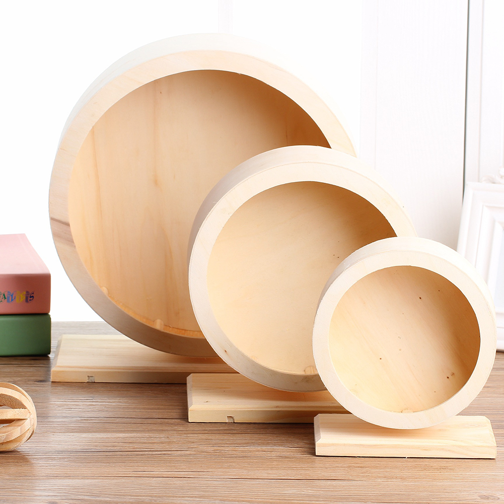 Hamster Roller Round Wheel Natural Wood Silent Toy Guinea Pig Cage Practical Wooden Mute Roller Hamster Running Disc