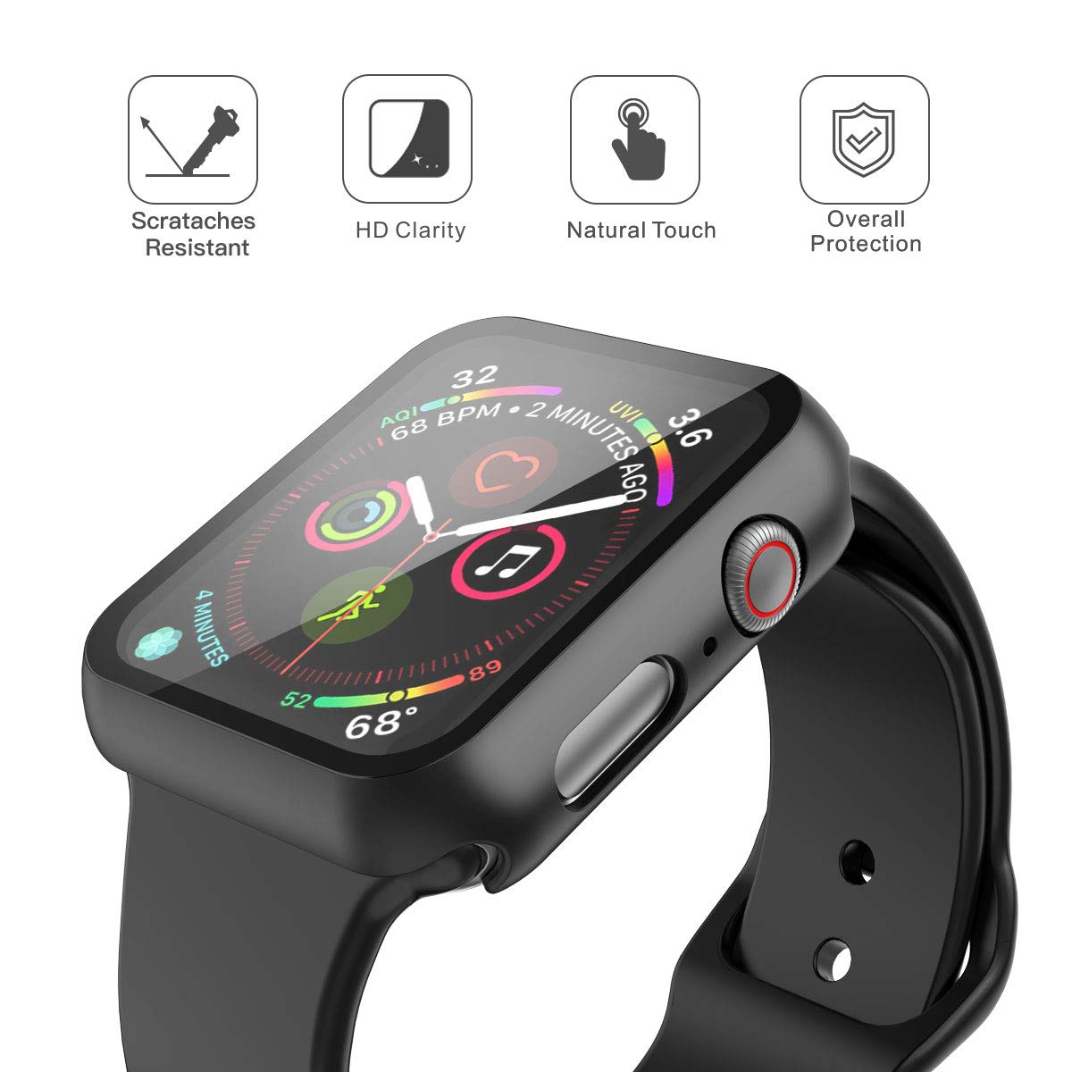 Glass+Cover For Apple Watch case 45mm 41mm 44mm 40mm 42mm iWatch Accessories Screen Protector Apple watch series 3 4 5 6 SE 7 8