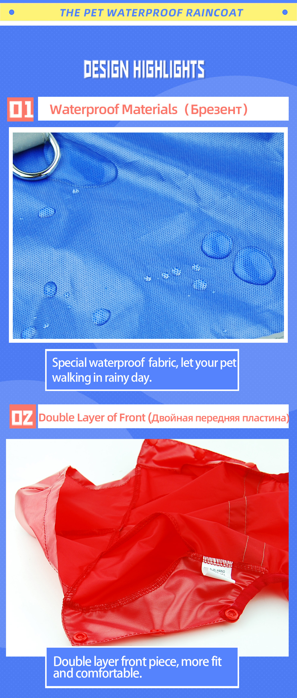Waterproof Raincoat Jumpsuit Reflective Rain Coat Sunscreen Outdoor Clothes Jacket for Small Dog Pet Supplies
