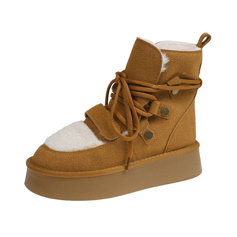 Gu Yun | Thick Soled Snow For Women 2024 New Winter Warm Height Increasing Short Boots With Plush And Thick Anti Slip Cotton Shoes