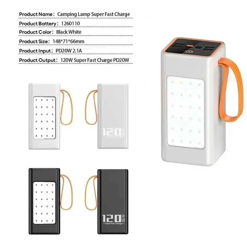 Power bank 120W Fast Charging Power Bank 200000mAh Large Capacity Laptop External Battery Portable Charger for Iphone 16 Xiai Powerbank Z241108