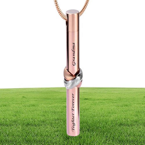Fashion jewelry custom Loving Memory Together Forever brOTHER rose gold Cylinder Memorial Pendant Ashes Urn Cremation Necklace