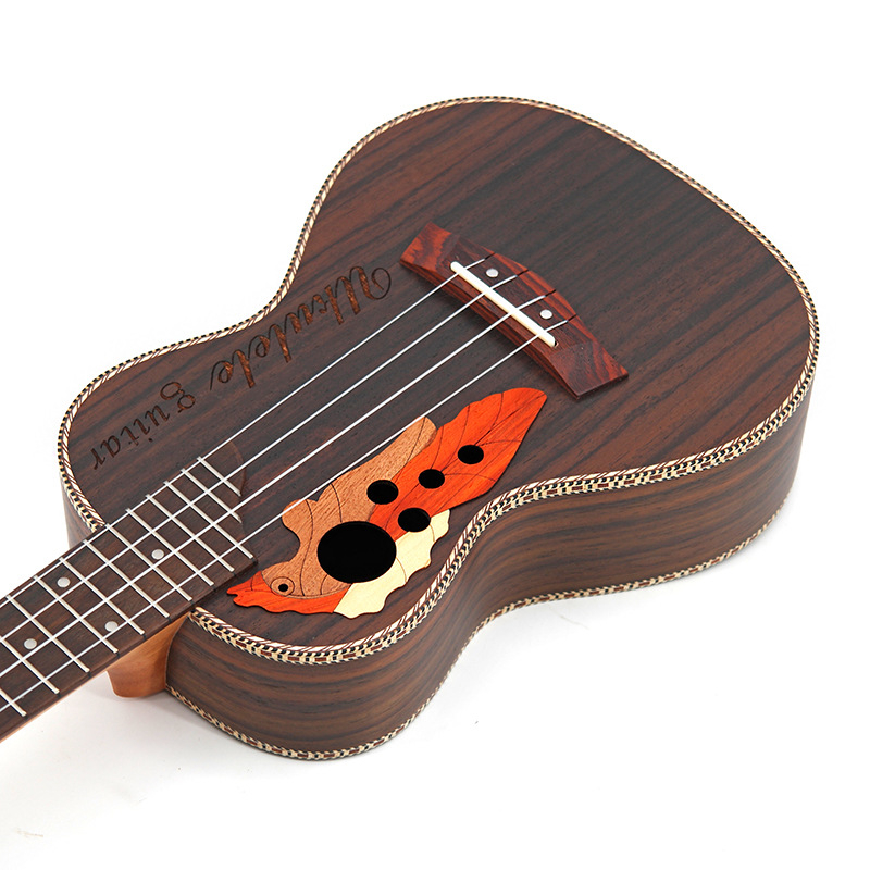 Rosewood Ukulele 23 Inch Hawaiian Mini Guitar 4 Strings Ukelele Grape Sound Hole Music Instrument Electric Ukulele with Pickup