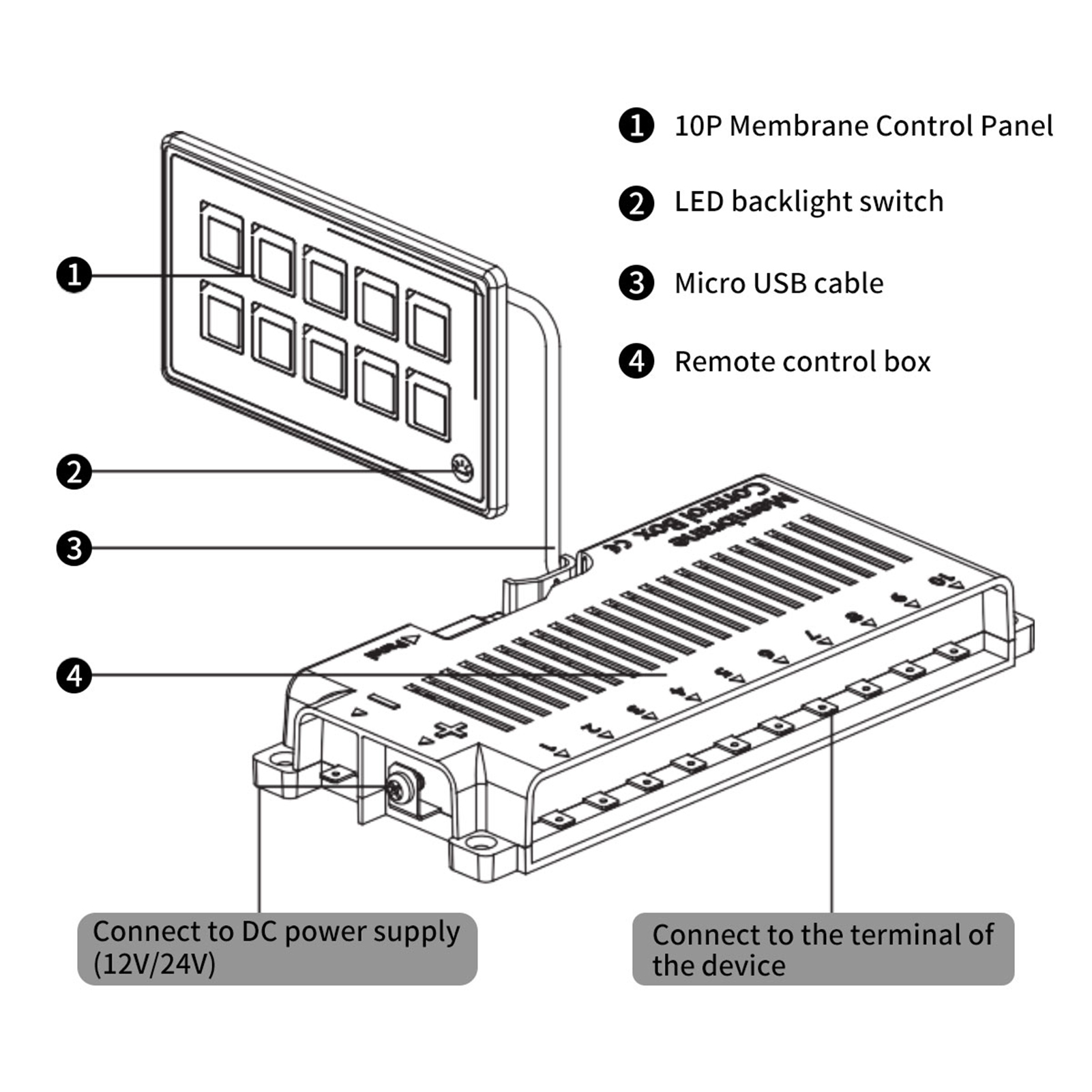 Switch Panel 12V Universal 10P Membrane Smart Bluetooth APP Control IP67 Waterproof LED Light Display for Car Boat