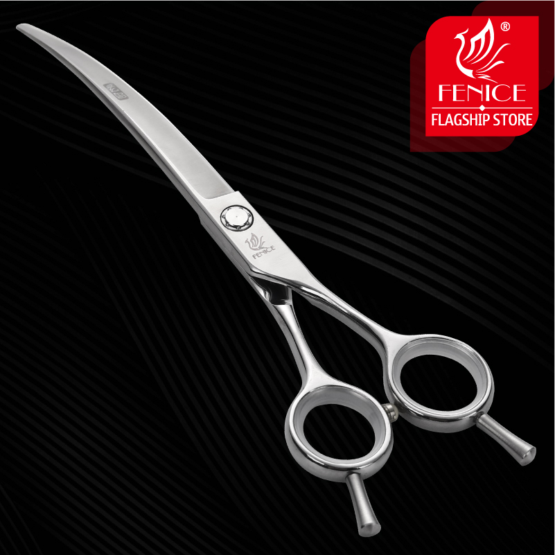 Fenice professional 7 inch pet curved scissors for dog grooming scissors cutting shears makas tijeras