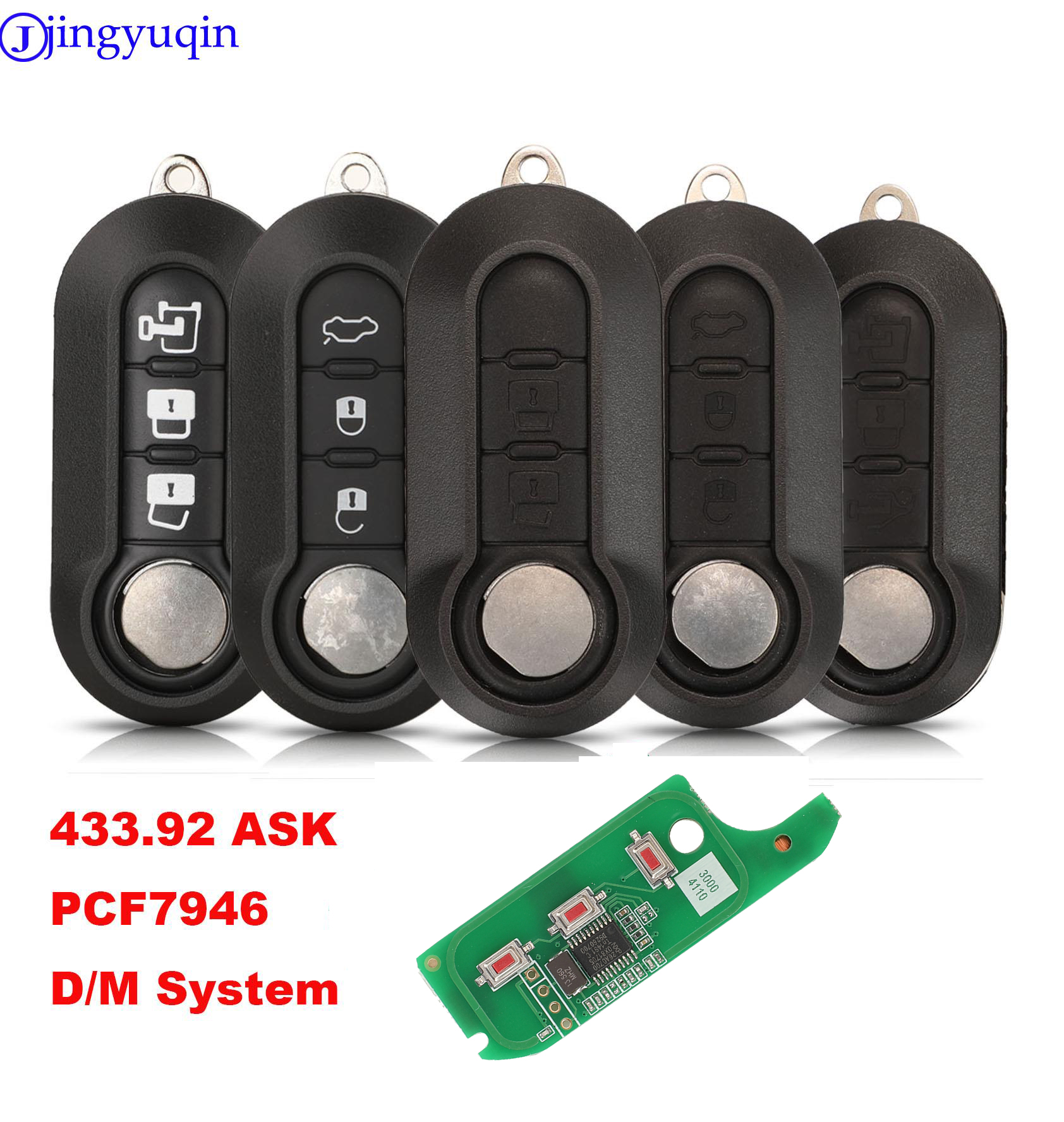 jingyuqin Car Remote Key For Fiat 500L MPV Ducato Citroen 2025 Jumper Peugeot Boxer 2008-2015 433.92 ASK PCF7946 new DEPHI System