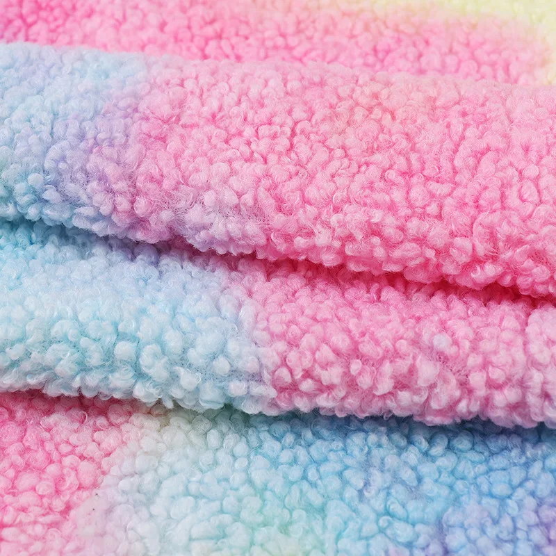 45x50cm Altai Thickened Granular Big Plush Fabric Autumn Winter Tie-Dye DIY Coat Toys Clothing Lining Teddy Cashmere Fabric smile