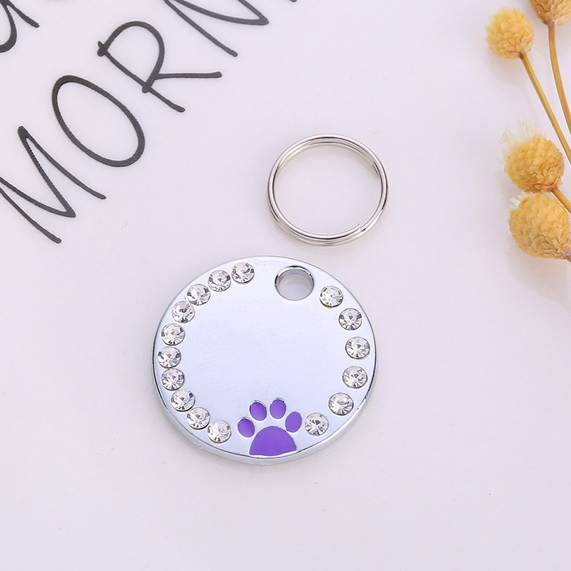 Custome Engraving Pet ID Tags Anti-lost Collar Pendant Personalized Puppy Name Tag Cat Rhinestone DecorationCollar Accessories