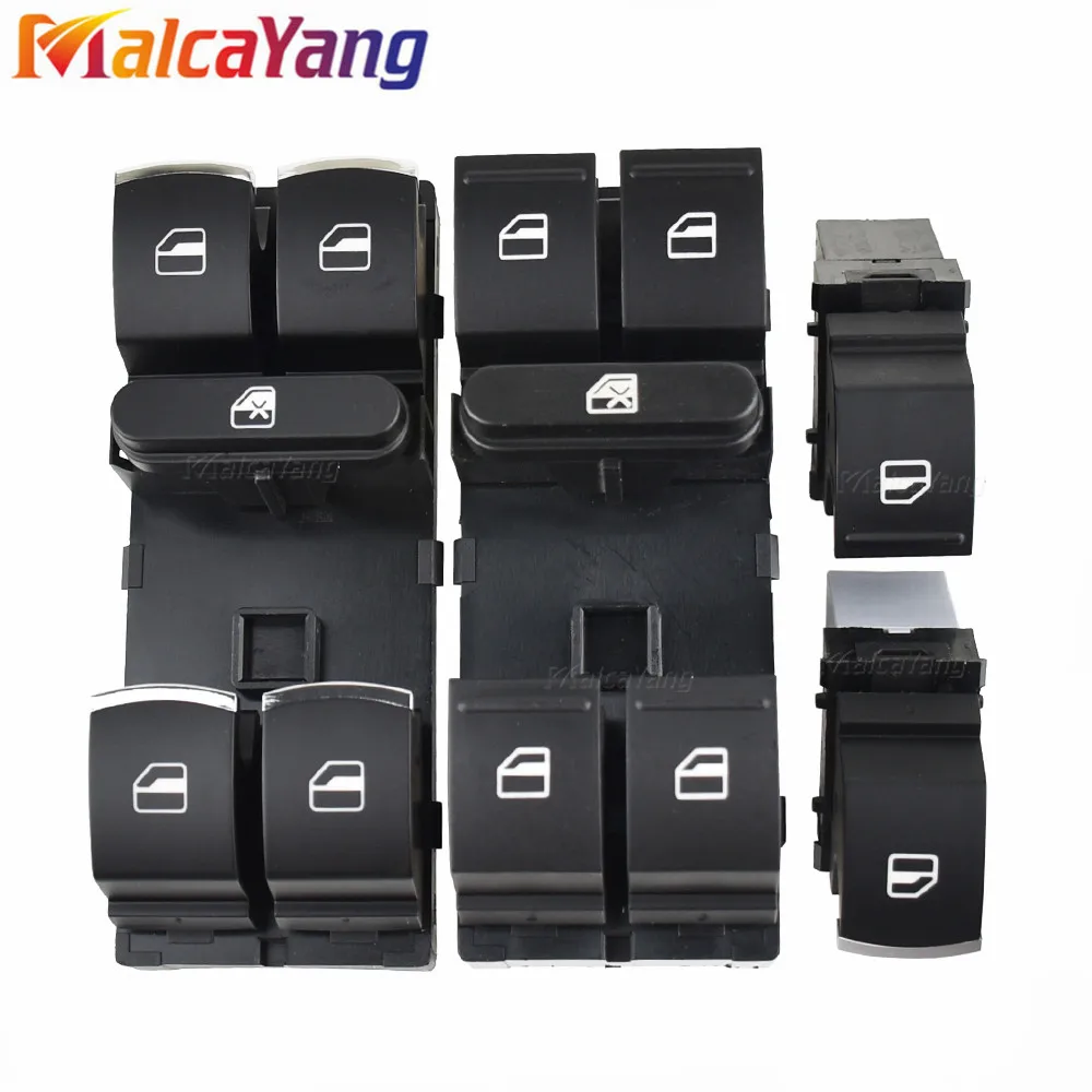 HIGH QUALITY 5ND959857 5K4959857 / 5ND959855 Chrome Master Window Switch For Golf MK5 MK6 Tiguan Touran Jetta Passat Red Light