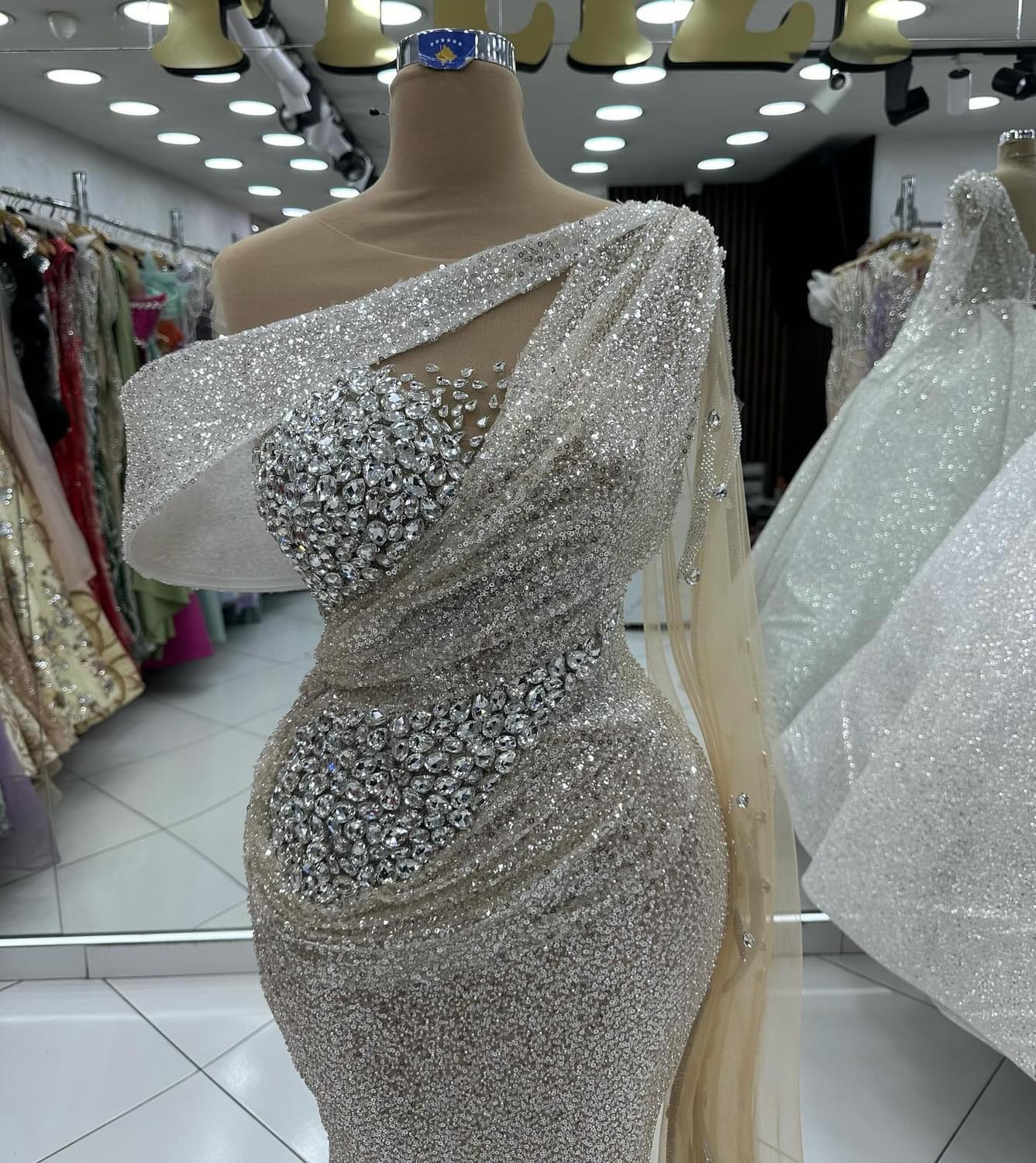 2024 Plus Size Champagne Illusion Mermaid Prom Dresses For Special Occasions Rhinestones Stylish Evening Party Birthday Gowns Dress For Women Vestidos