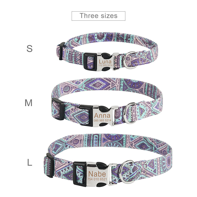 Dog Tag Collar Personalized Pet Puppy Nameplate Collar Custom Name Engraved Cat Dog ID Collars Adjustable for Medium Large Dogs