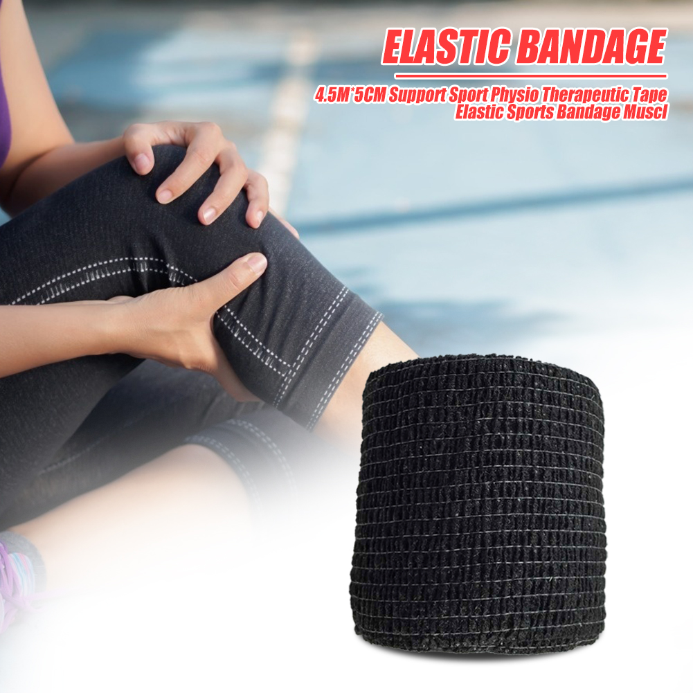 4.5mx5cm Sport Self Adhesive Elastic Bandage Muscle Wrap Tapes (Black)